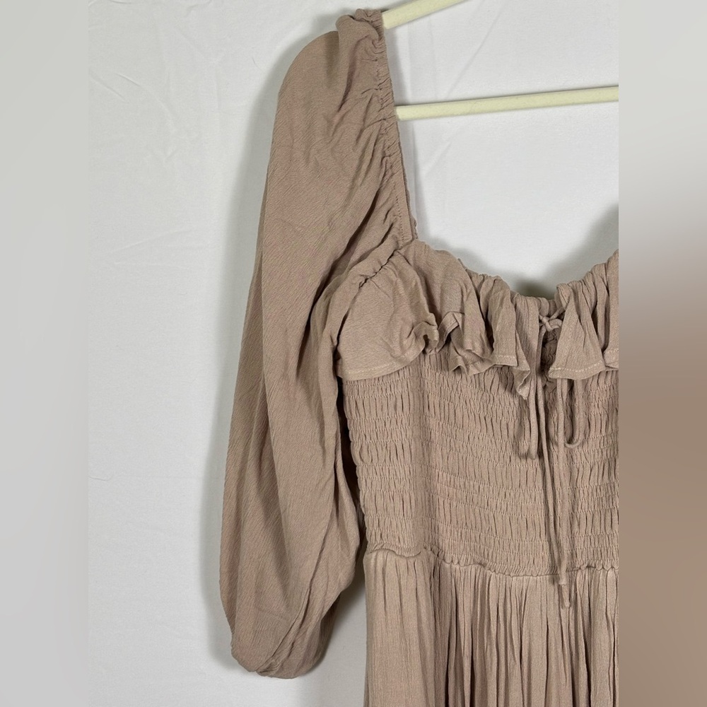 Aemi & Co Midi Dress Boho Romantic Beige- Large View 6